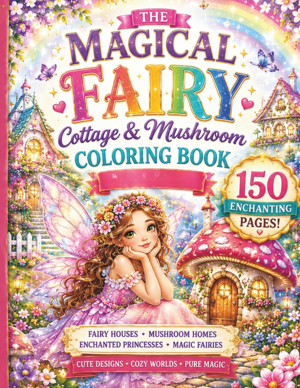 Fairy Mushroom & Forest Houses Coloring Book Bundle for Adults and Teens: 150 Cute Fantasy Pages with Cozy Fairy Houses, Magical Mushrooms, Forest ... Stress Relief (CUTE FAIRY HOUSE COLLECTION)