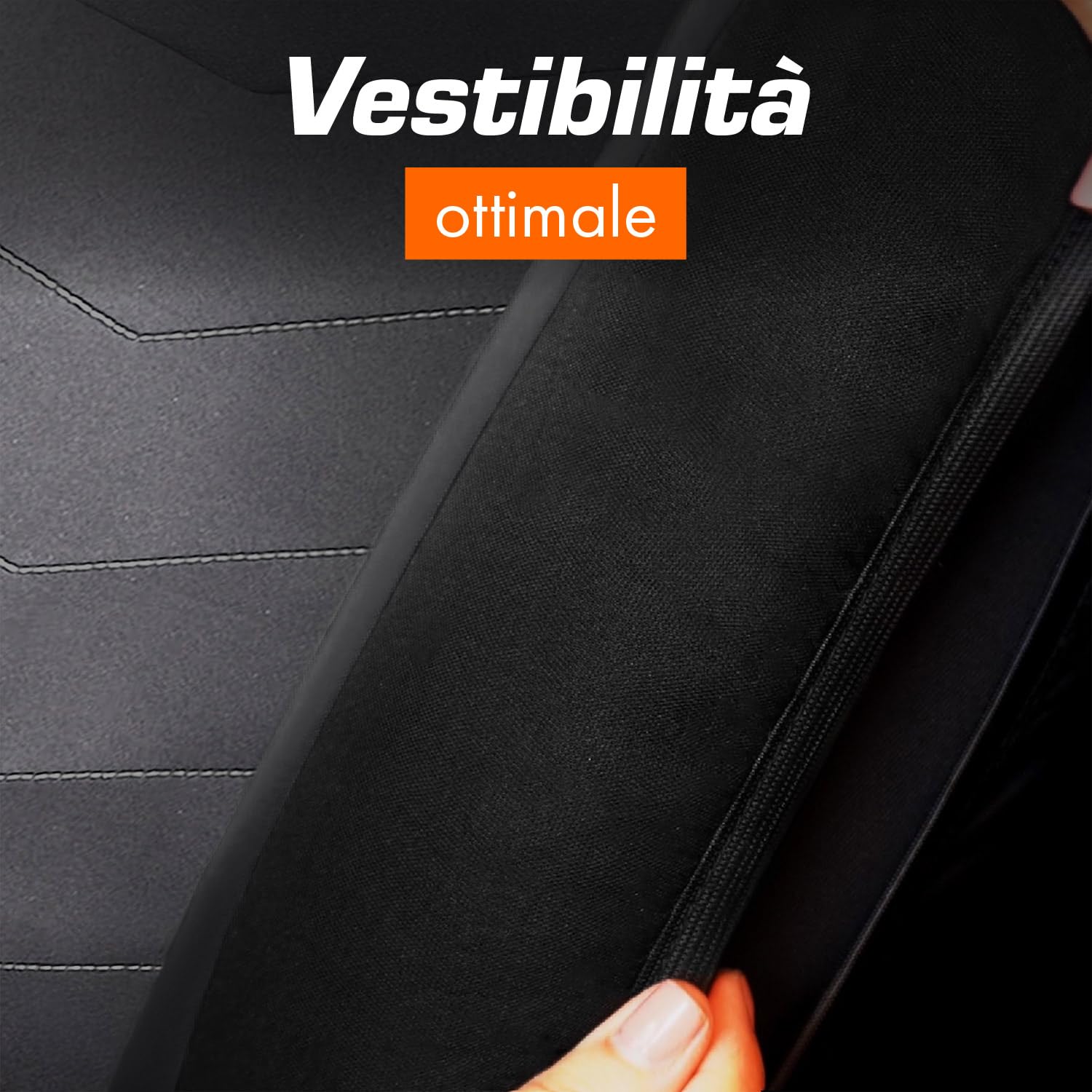 Upgrade4cars Coprisedili Auto Anteriore Universali Nero | Set Copri-Sedile Universale per Guidatore e Passeggero