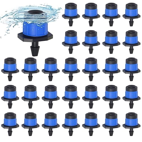 Miniatura 9 de Kalolary 400 piezas de goteros de riego ajustables, emisores de riego automático antiobstrucción de 1/4 de pulgada, micro accesorios para sistema