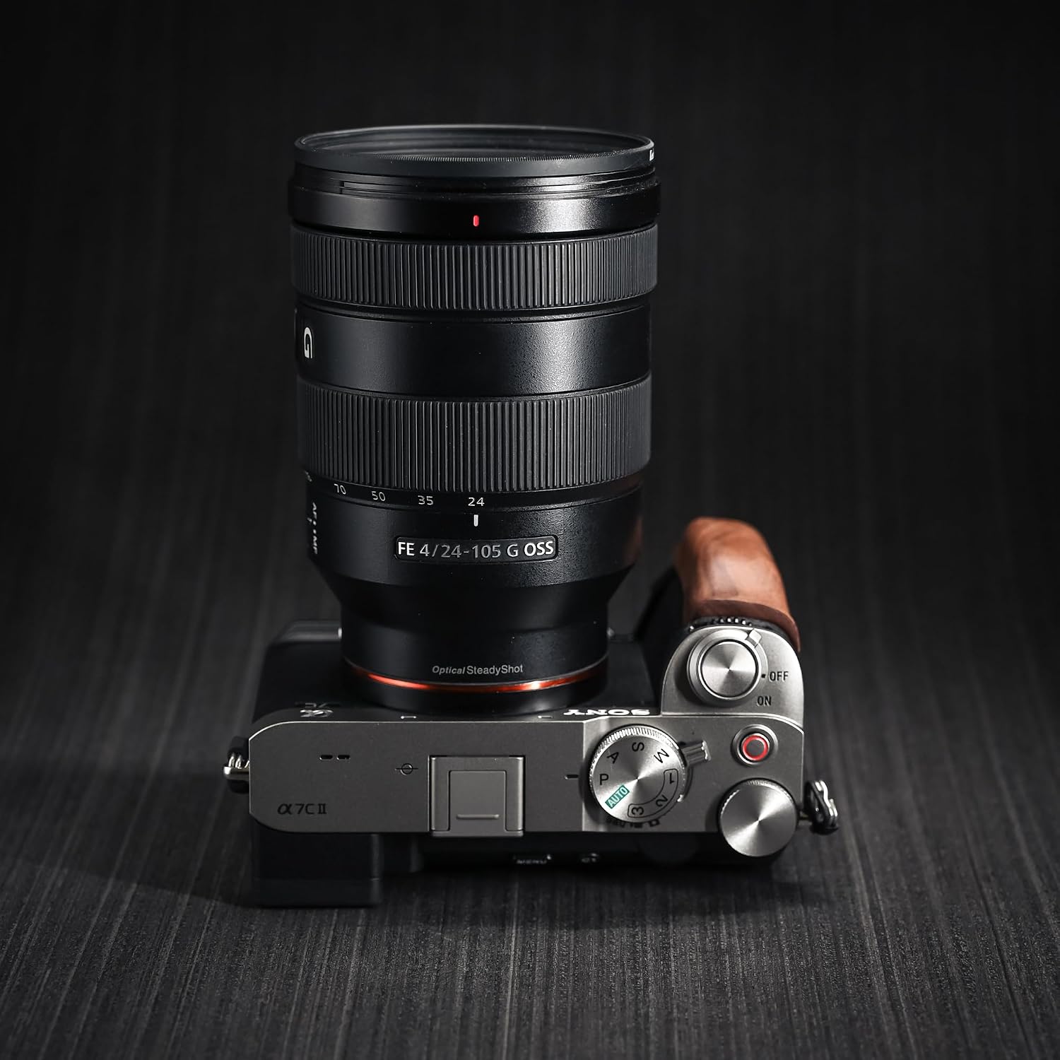 Wooden Wood Hand Grip + Aluminum Alloy Baseplate QR L Handle for a7c2/a7cr Camera (Walnut (Black Base))