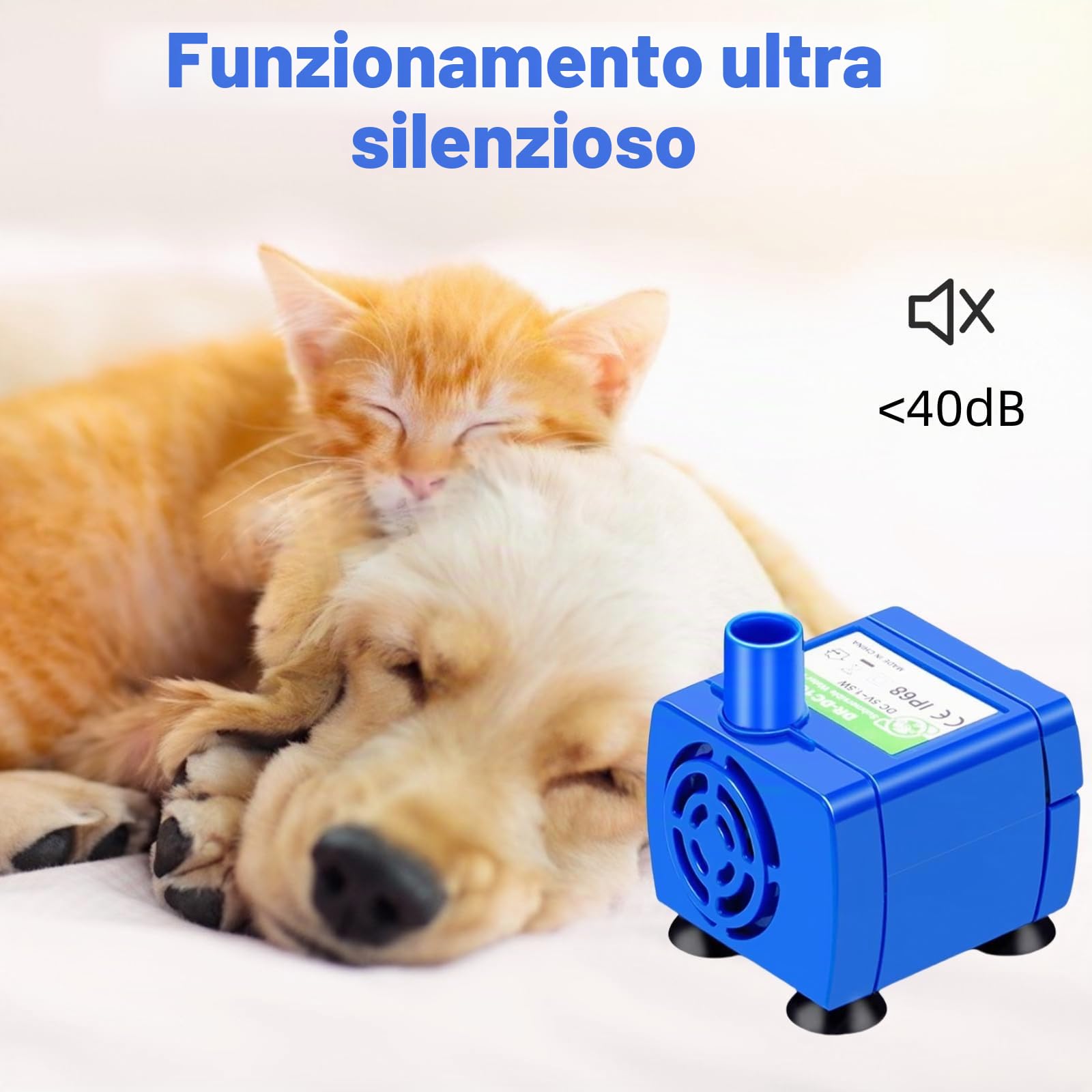Pompa Fontanella per Gatti, USB Pompa di Ricambio Fontanella Gatti, Ultra Silenziosa, Pompa Acqua per Gatto