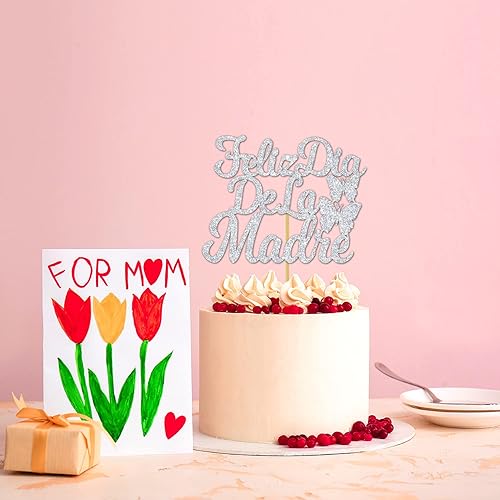 Miniatura 5 de Aeryourtar Feliz Día de la Madre - Decoración para tartas con texto en inglés "Best Mom Ever/Feliz Cumpleanos Mama" para celebrar el Día de la