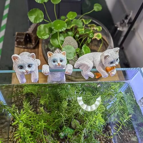 Miniatura 2 de 3 piezas de figuras colgantes de gato de resina, maceta colgadora en miniatura, jardín, terrario, decoración de bordes, maceta y jarrón, adornos