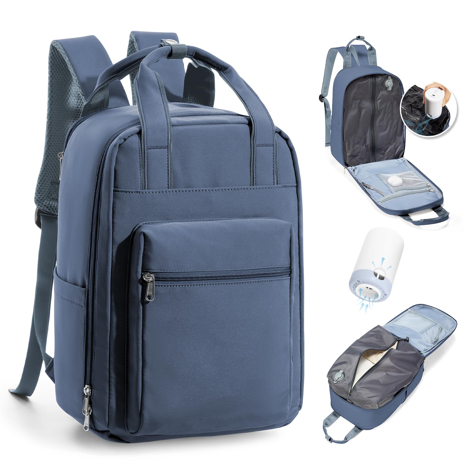 BJLFS Zaino da Viaggio con Sottovuoto Ryanair 40x30x20 Wizzair Bagaglio a mano 40x20x25 Ryanair con Pompa Borse da Cabina per Easyjet 45x36x20 con compressione sottovuoto,Zaino Casual per Laptop