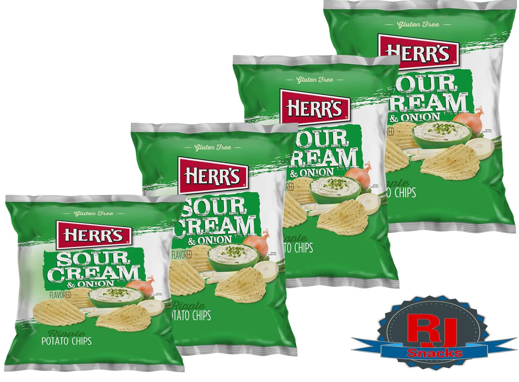 Herrs Sour Cream and Onion Potato Chips, 7 Oz (Curated by RJ Snacks Value Pack) (Pack Of 1)