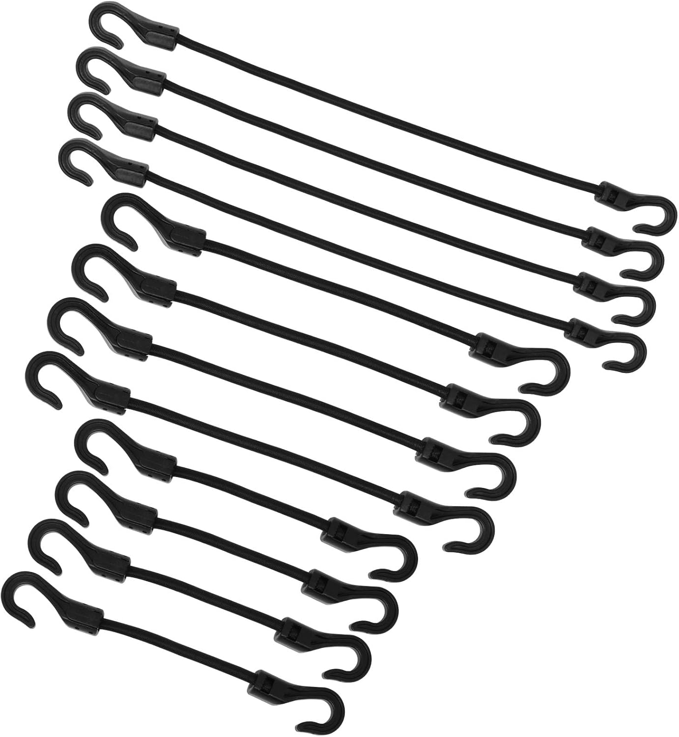 SWZHAI 12 Pcs 2 Inch & 4 Inch & 8 Inch Bungee Cords with Hooks, Small
