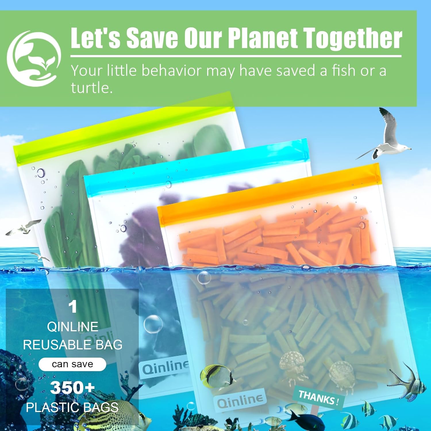 Reusable Gallon Food Storage Bags - 10 Pack Extra Thick Reusable Gallon Freezer Bags Leakproof Plastic Free Lunch Bag - Image 7