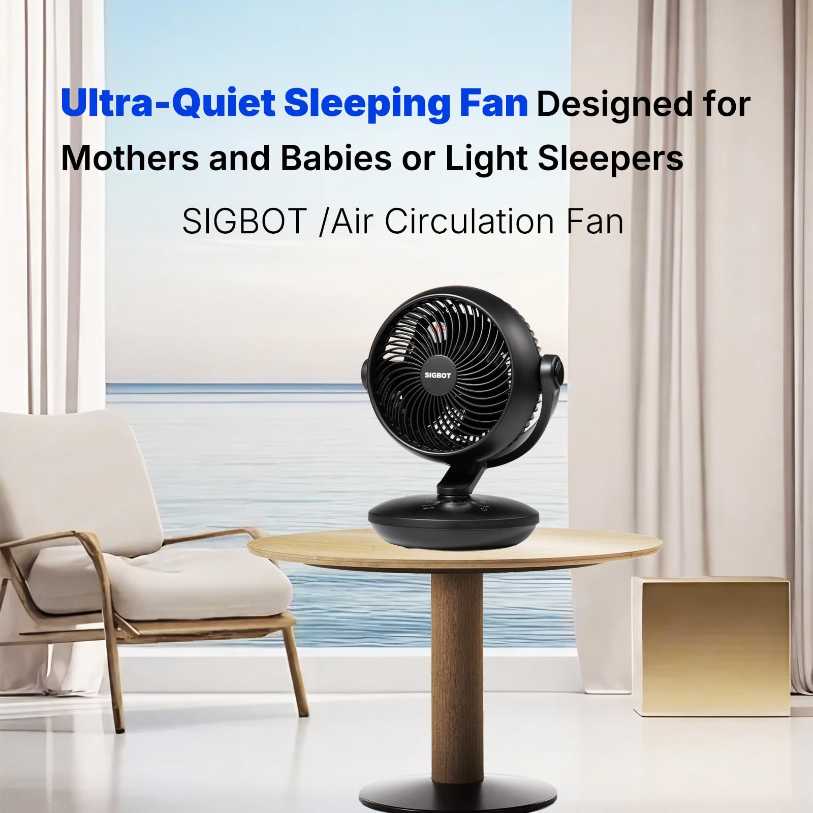 Ventilador de escritorio para dormitorio con control remoto, ventilador de mesa ultra silencioso de 25 dB, refrigeración de alta velocidad para oficina. 3 modos, 8 velocidades, temporizador de 6