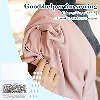 Vista 6 de Sewing Pins, 300 PCS Straight Pins for Fabric, White Pearlized Ball Head Quilting Pins Long 1.5inch with Transparent Plastic Box for Dressmaker