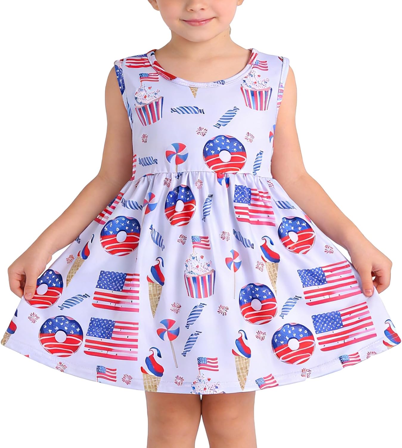 Toddler Girls Casual Dress Farm Animal Horse Print Dresses Flutter Sleeve Clothes 2-8Y