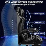 Ergonomic Gaming Chair Racing Style Adjustable Height High-Back PC Computer Chair with Headrest and Lumbar Support Executive Office Chair, Black with Footrest