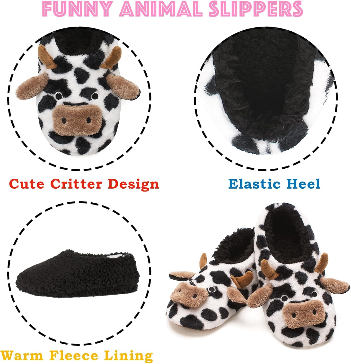 Cozylook Cute Animal Slippers for Women and Kids Fuzzy Non Slip Soft Sole image 4
