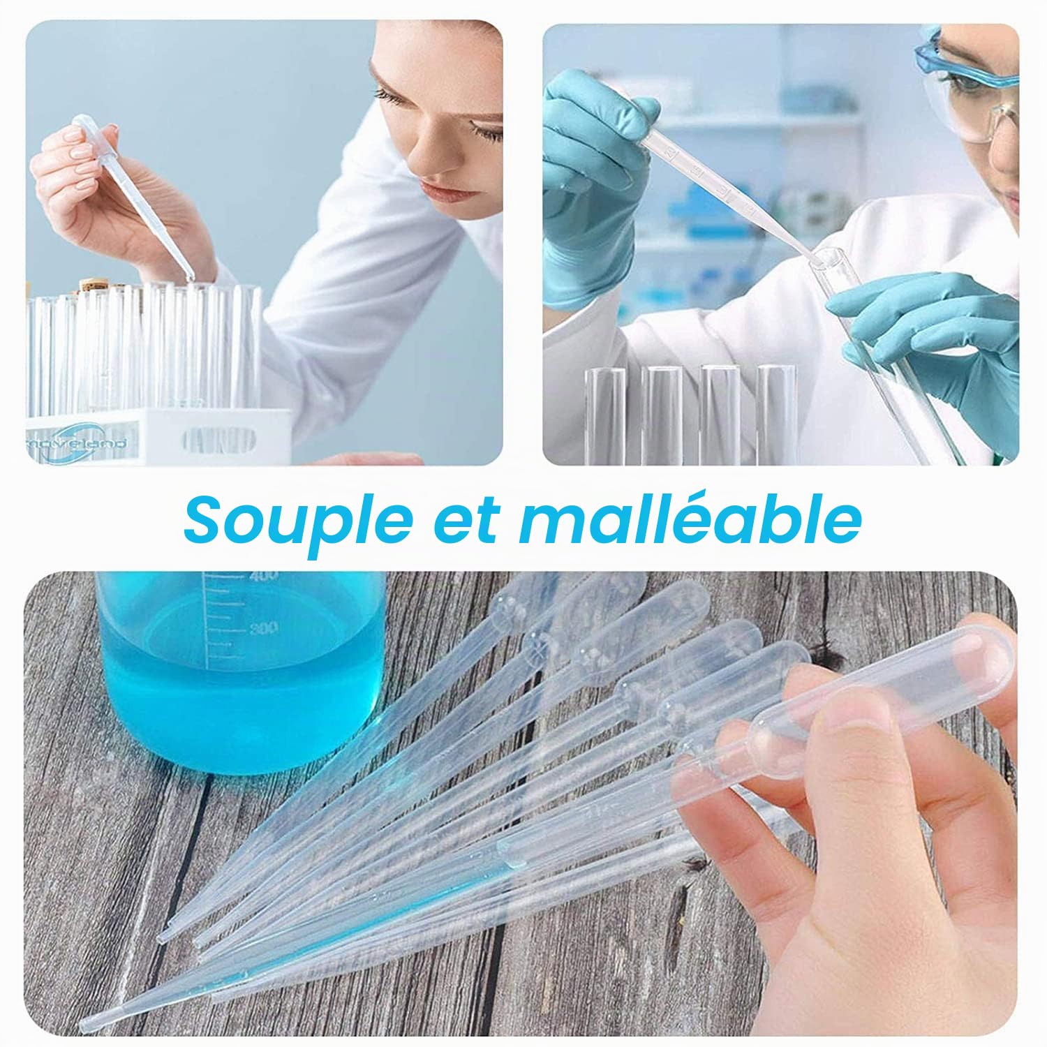 HUAZIZ Lot de 200 Pipettes de Transfert en Plastique 2 ML Gradué Jetable Pipettes De Mesure pour Transfert Des Huiles Essentielles Mélange De Parfum Peintures Acryliques et Lab (Transparent)