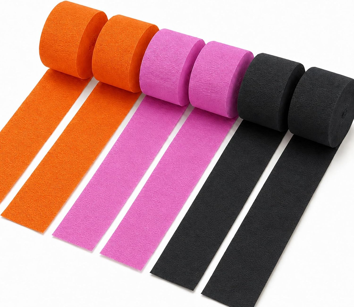AimtoHome Black Orange Pink 6 Rolls Crepe Paper Streamers Party Decor