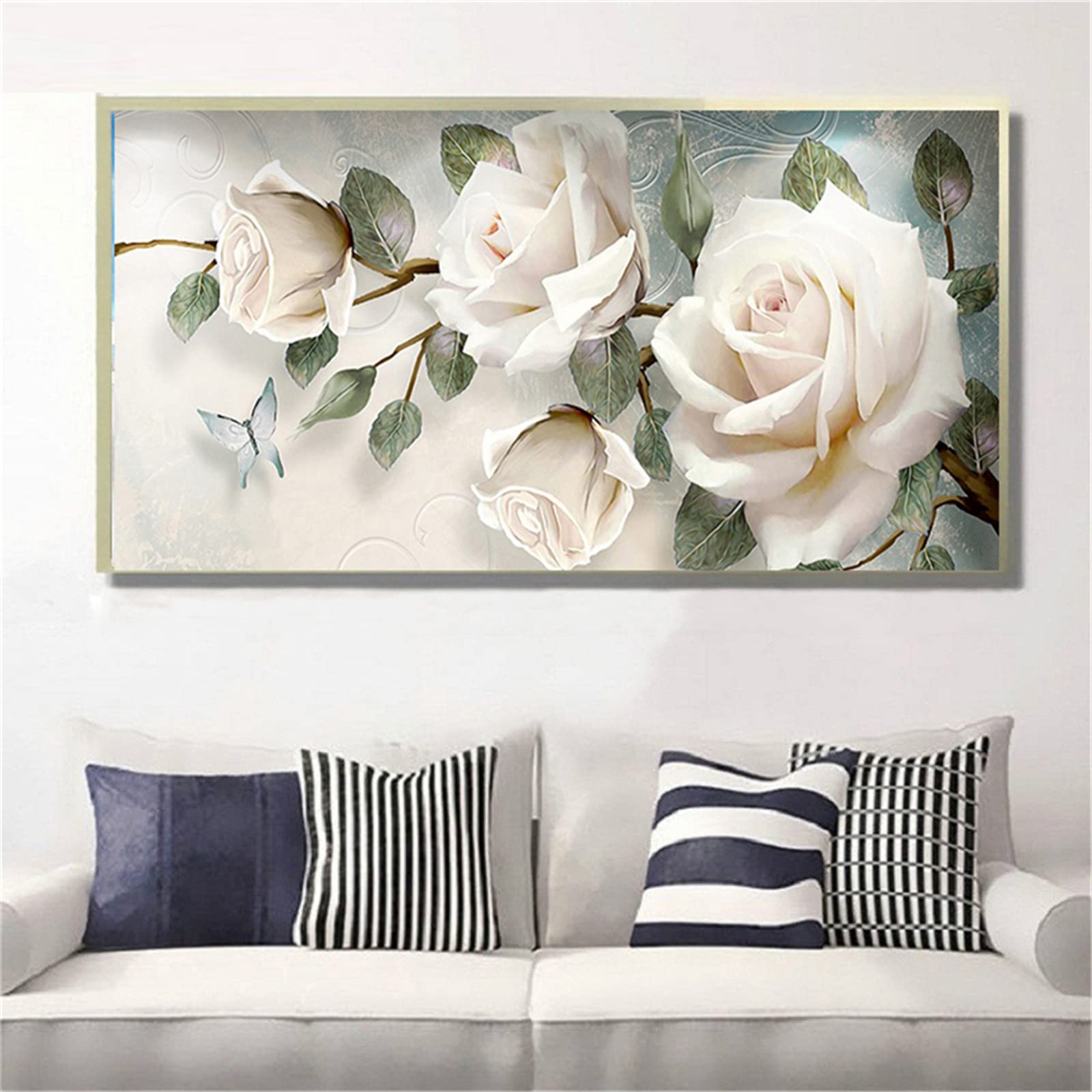 Diamentowe zestawy artystyczne dla dorosłych, DIY, diamentowy obraz, ścieg krzyżykowy, 70 x 140 cm, DIY, diamentowy obraz 5D, biała piwonia, zestaw, kryształy, haft diamentowy, zestawy rzemieślnicze dla dorosłych, dekoracja ścienna do domu, 71 x 142 cm