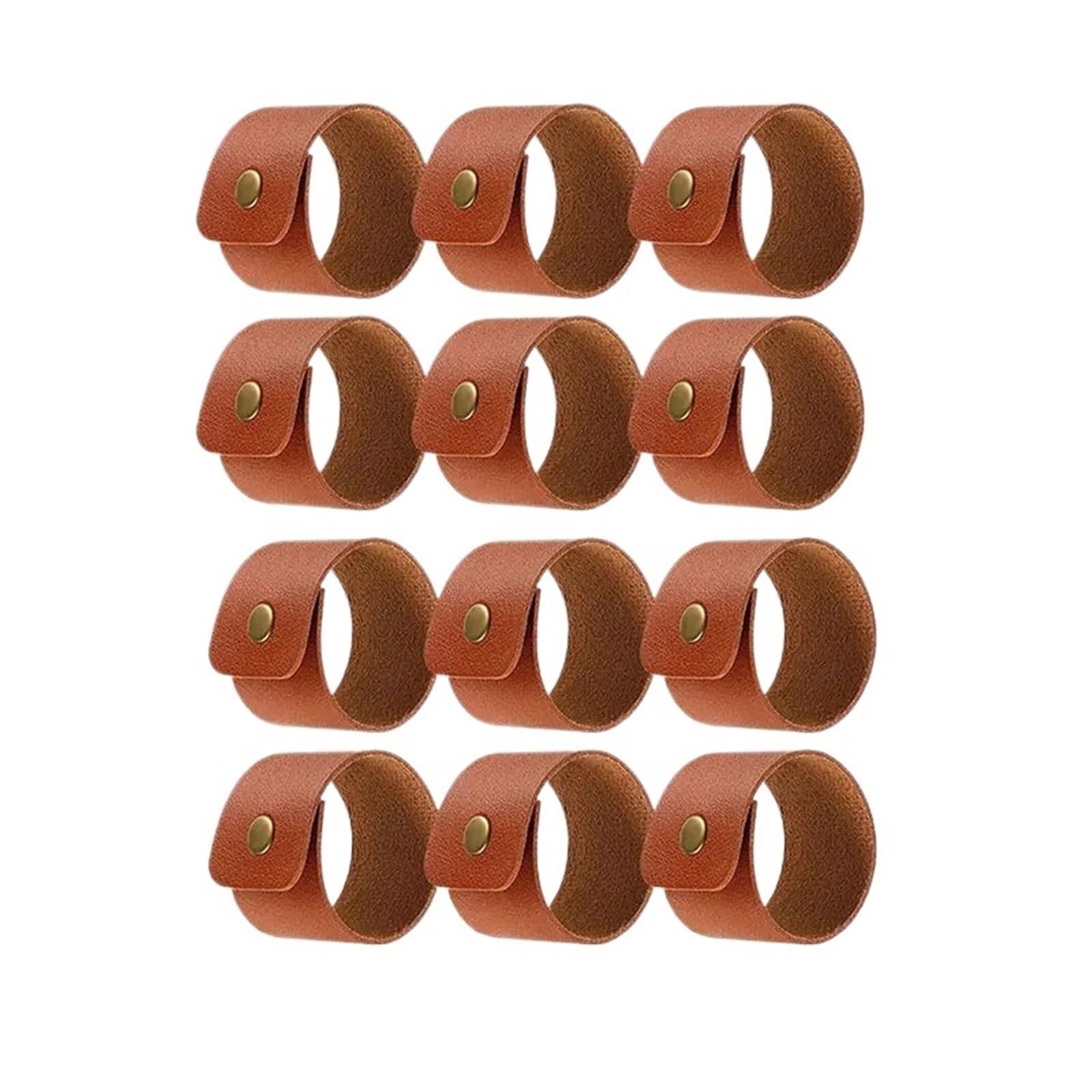 Vintage Farmhouse Leather Napkin Rings 12pcs for Wedding Banquet Party