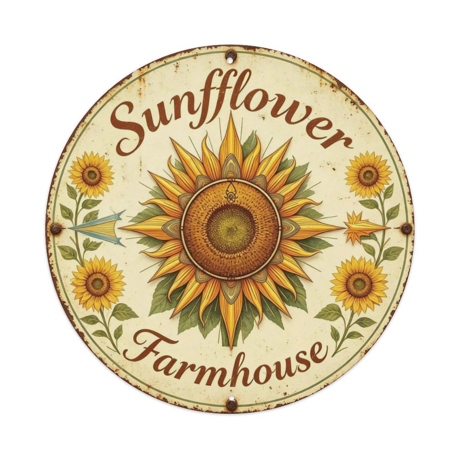 Sunflower Farmhouse Metal Tin Sign Plaque