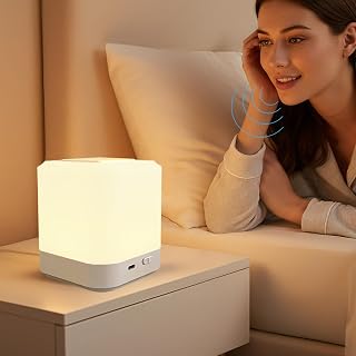 Bedside Touch Lamp for Nightstand, Speech Control Smart Night Light, Touch Control Bedrooms Rechargeable Night Light,Eye Caring Battery Dimmable Night Lamp for Nursery Kids & Adult