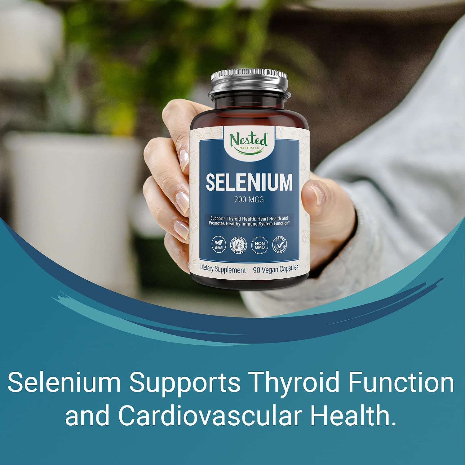 Nested Naturals - Selenium 200mcg for Thyroid, Prostate and Heart Health | 100% Vegan, Non-GMO & Yeast Free L-Selenomethionine for Higher Absorption | Powerful Antioxidant for Immune System Support