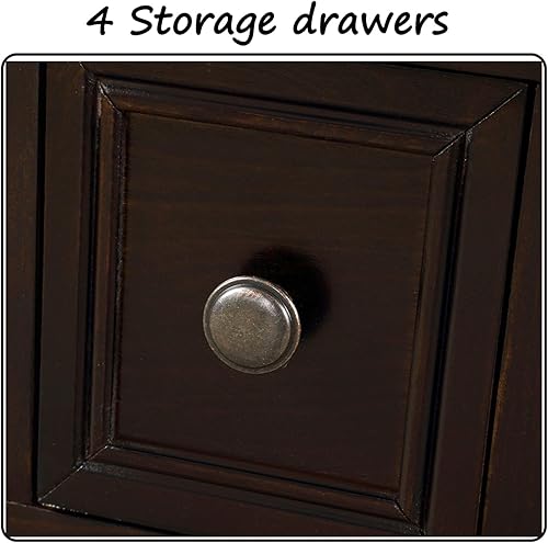 Miniatura 8 de P PURLOVE Mesa de consola buffet aparador con cuatro cajones de almacenamiento, dos armarios y estante inferior (espresso)