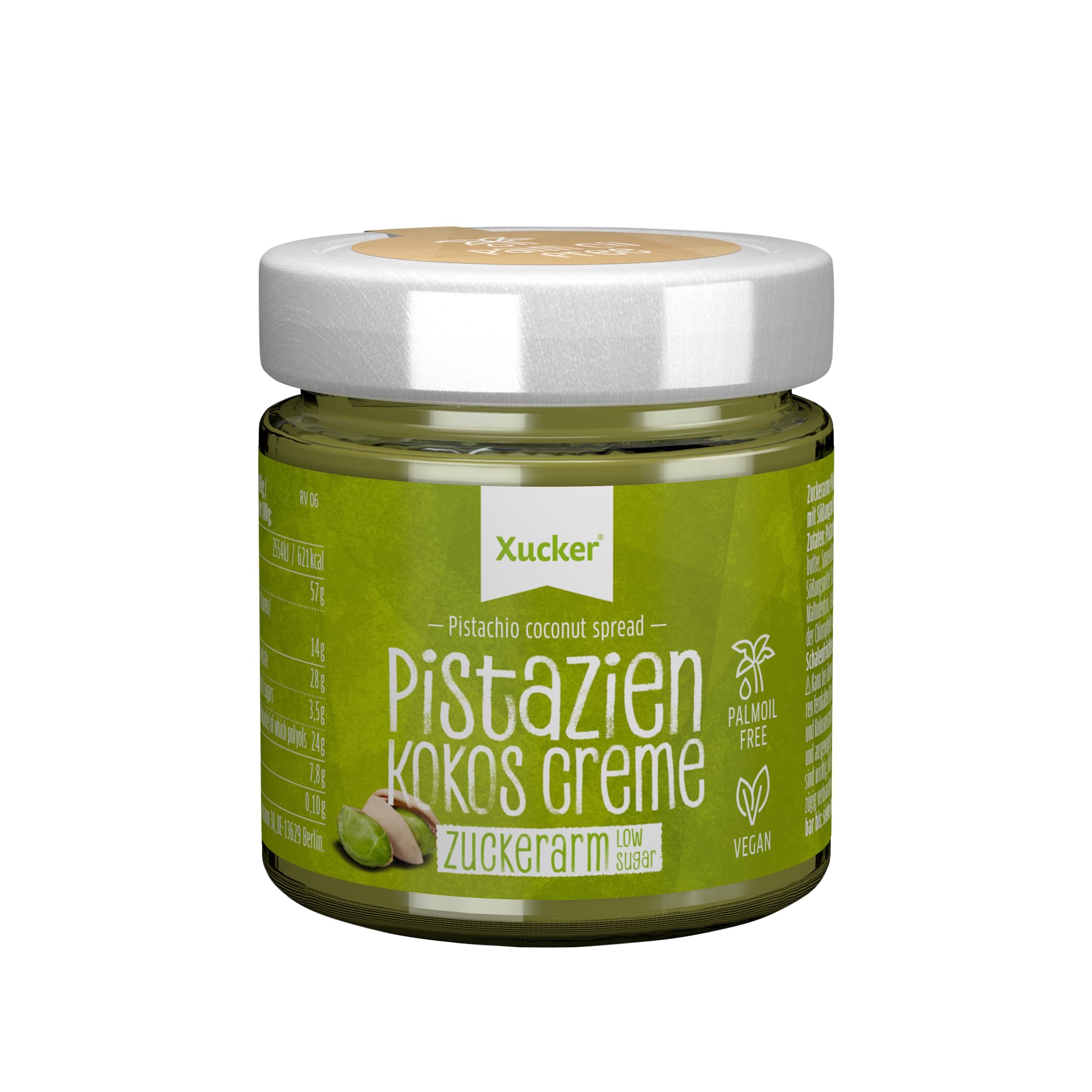 Xucker Pistazien Kokos Creme 200g – Zuckerarmer Aufstrich mit Xylit, Vegan & Ohne Palmöl