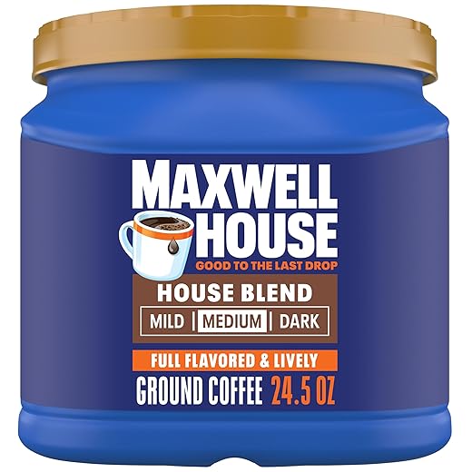 Maxwell House House Blend Medium Roast Ground Coffee, 24.5 oz Canister