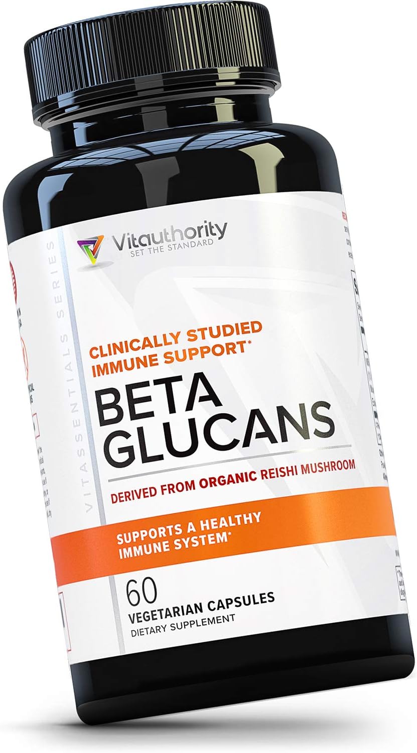 Extra Strength Organic Beta Glucans from Organic Reishi Mushroom (MBG®), All-Natural Immunity Booster, Gluten-Free, Standardized to Contain >70% β-1,3/1,6 glucan, 60 Vegetarian Capsules
