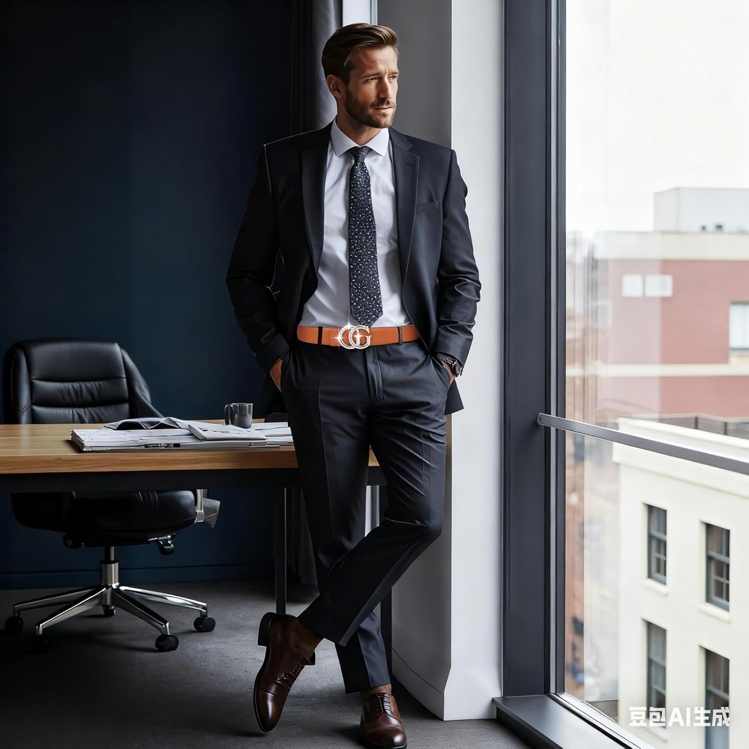 LOCANMY Woman and Man Fashion Classic Buckle Reversible Leather Belt for Dresses, Jeans, and Coats, wide1.38 Double Side - Image 7