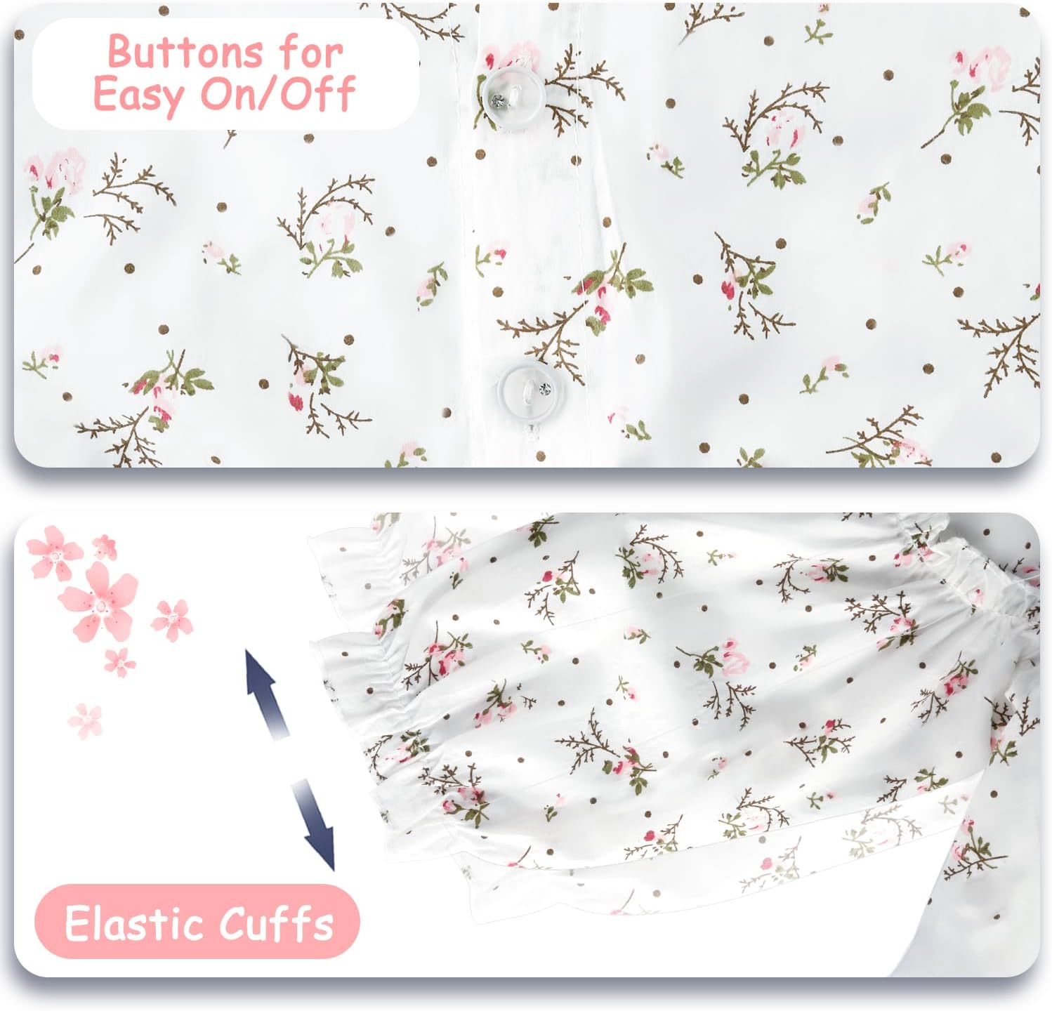 Fall Long Sleeve Baby Girl 1-3T Tops Pink Floral Toddler Girls Blouse Fall Outfit - Image 3