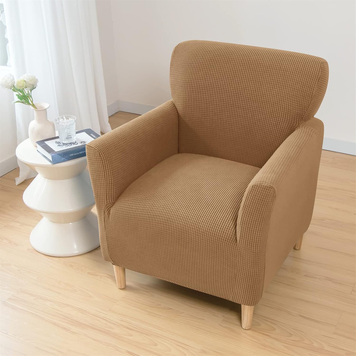 Stretch Armchair Cover Sofa Slipcover, Removable Chair Cover Replacement Couch Furniture Protector for Living Room (Brown)