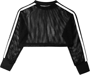 Felpa Crop Top A Rete Per Bambine - Maglietta Maniche Lunghe Danza Yoga - Foto 8