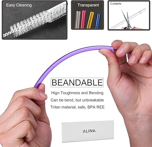 Miniatura 3 de Pajitas de plástico de 105 pulgadas reutilizables de color para vasos Tervis Yeti Signature juego de 10 con cepillo de limpieza