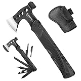 DRAGON CREEK Camping Axt Beil, Outdoor Survival Multitool klein Axt, Aluminium Griff 15 in 1 Multifunktionswerkzeug mit Hammer Säge Messer, mini Werkzeug - Geschenke für Männer