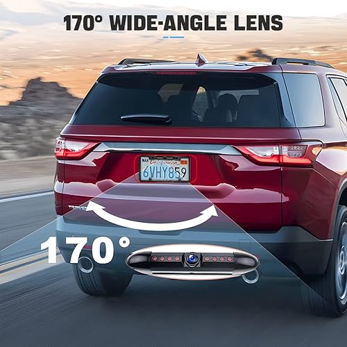 Miniatura 6 de Cámara de respaldo con marco de matrícula, visión nocturna, cámara de visión trasera para automóvil con 8 LED, ángulo de visión de 140°, cámara de