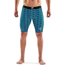 Skins Series-3 Men's Athletic Leggings Half Tights, Black Wave - Large