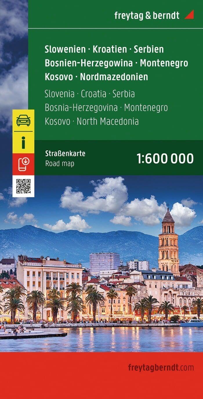 Slovenia - Croatia - Serbia - Montenegro Bosnia Herzegovina: Westlicher Balkan, mit Infos: 1:600 000