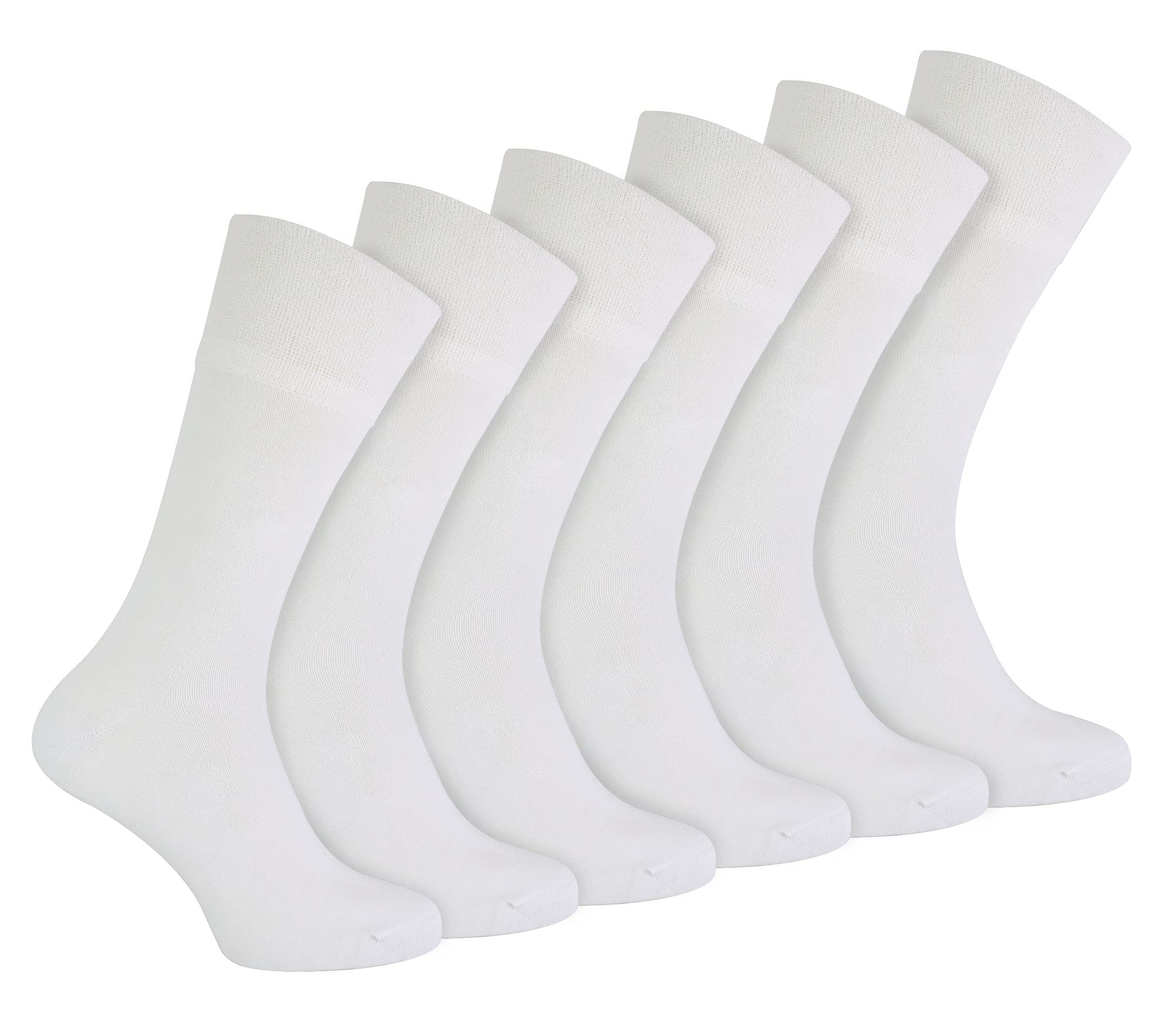 Iomi Men's White - 6 Pack Diabetic Bamboo Socks | Extra Wide Seamless Loose Non Elastic Socks (6-11, )