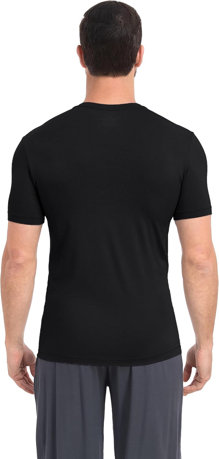 COLORFULLEAF Mens Bamboo Rayon Undershirts V Neck T Shirts Short Sleeve Slim Fit Tees Tag-Free 3 or 6 Pack