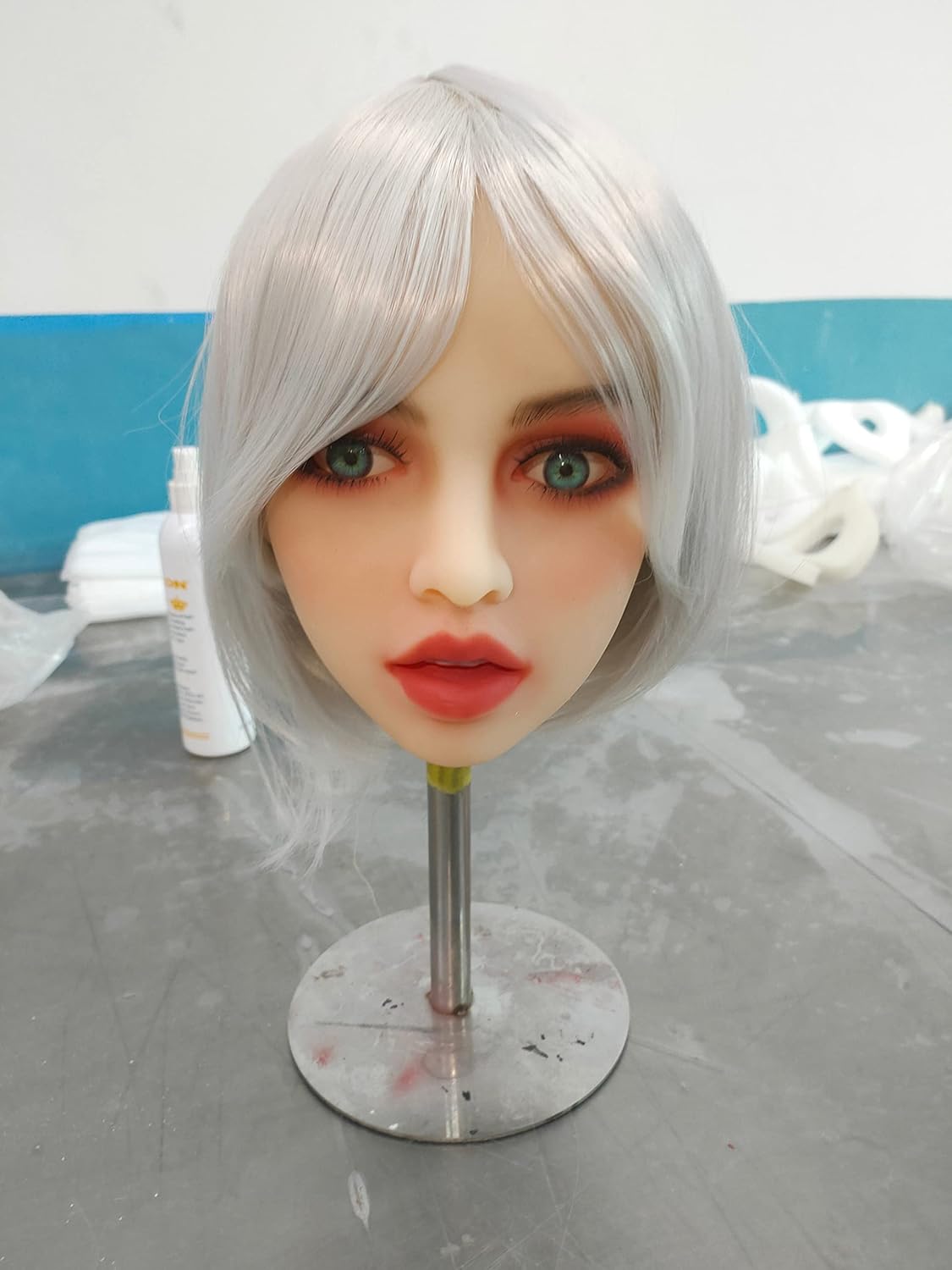 LOERSS Makeup Doll Head,Single Doll Head with Mouth,Eyes