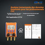 Elitech Manometro Digitale per Refrigerante HVAC con Bluetooth e APP Misuratore di Pressione Temperatura e Vuoto per Aria Condizionata Pompe di Calore, Analisi Dati in Tempo Reale LMG-10W - 4