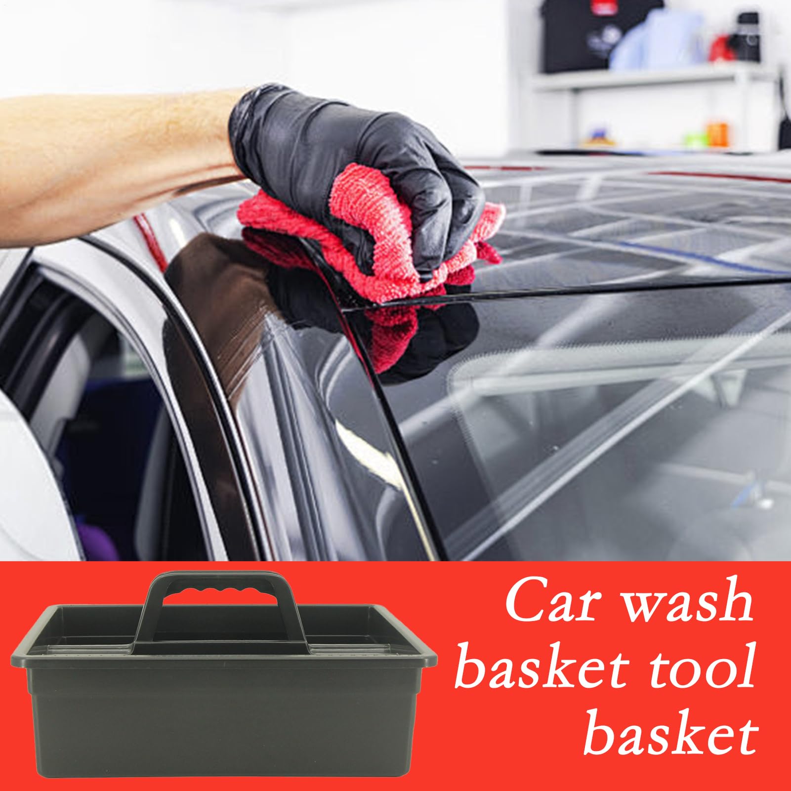 Caddy para Artículos de Limpieza Cesta Organizadora | Organizador De Herramientas De Lavado De Coche Con Asa Para Maletero, Detailing Automotriz, Limpieza Doméstica, Casa,