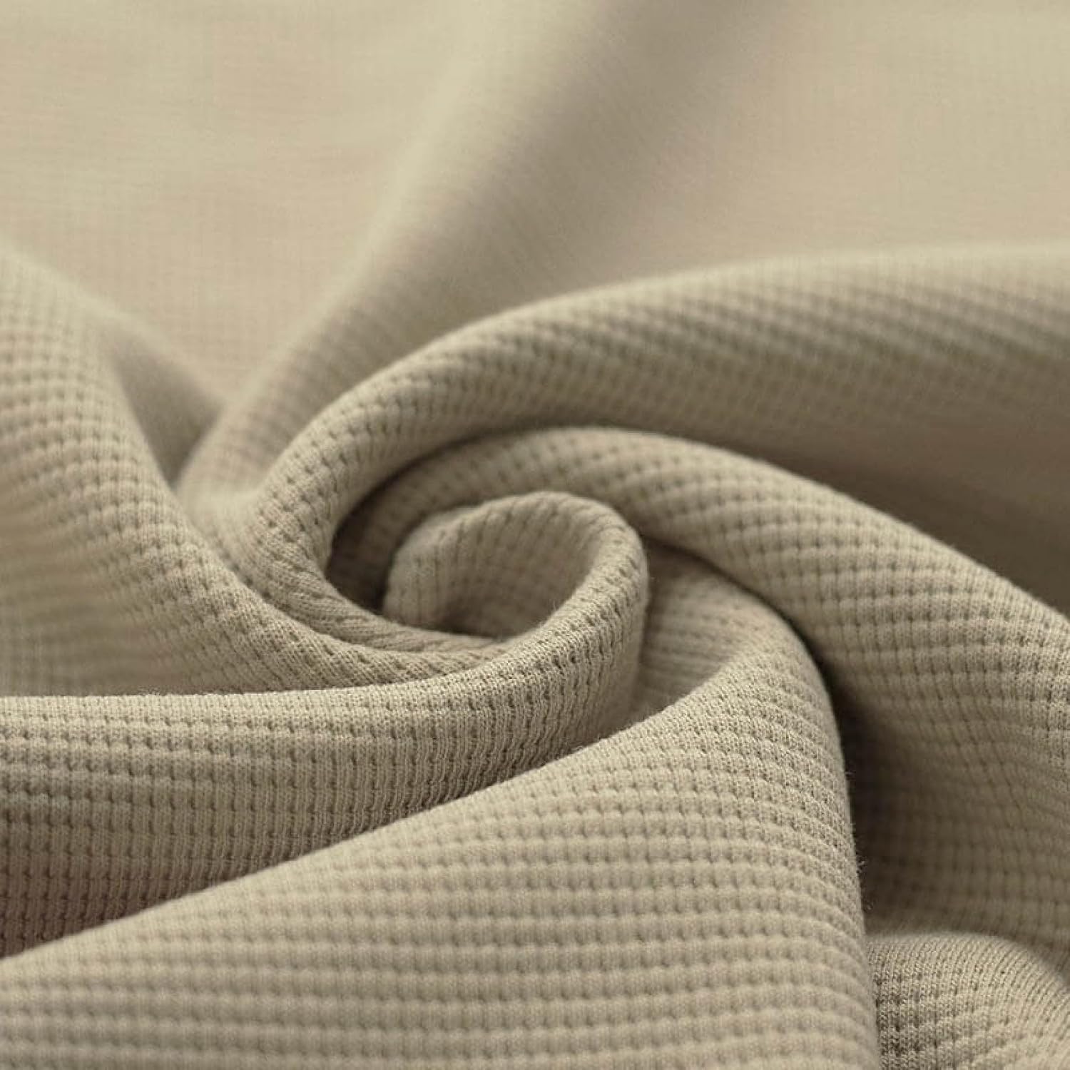 Fabric Waffle Jersey Waffle Knit Jersey 100% Cotton for Clothing Sewing Children's Clothing Sold by the Metre from 50 cm Dark Beige