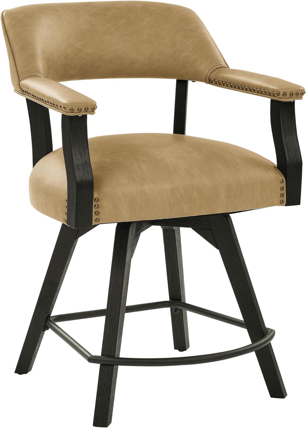 Steve Silver Co Rylie Swivel Counter Sand PU Arm Chair