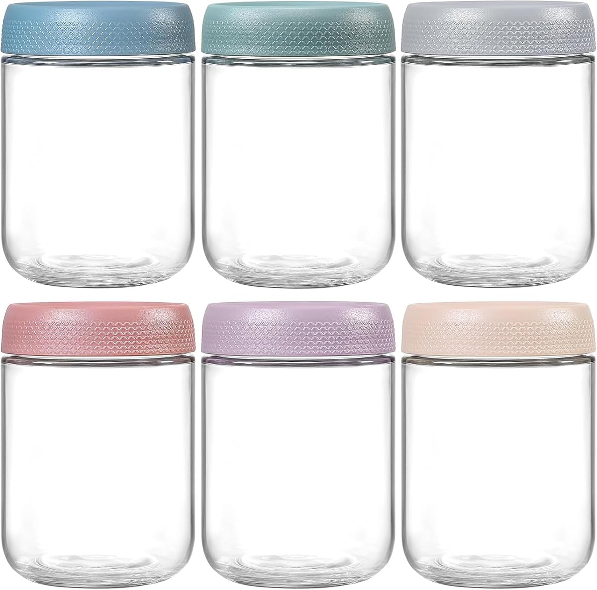 KITOME Glass Jars With Airtight Lids, Overnight Oats Containers With Lids, Wide