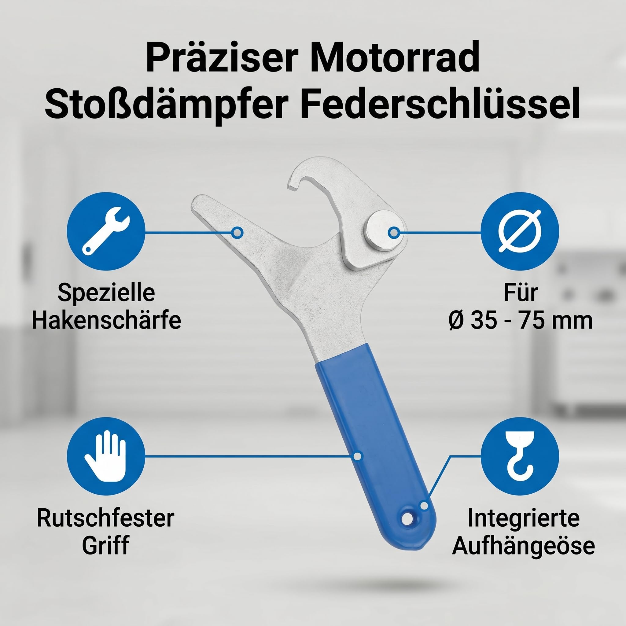Strumento di Regolazione del Precarico Dell'Ammortizzatore per Moto, Chiave per Ammortizzatore, Chiave Antiscivolo Regolabile con Gancio e Artiglio per Bobine a Molla 35 Mm-75
