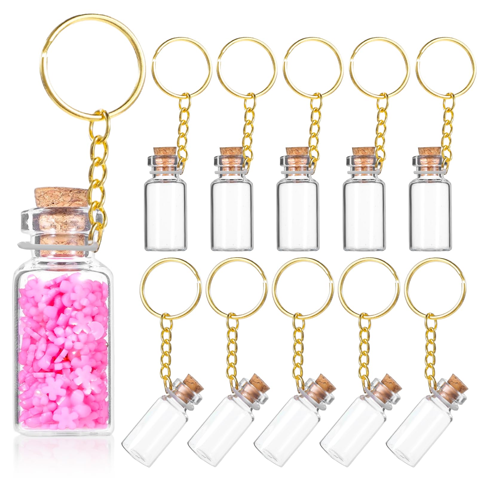 10 sztuk mini szklanych butelek, 3 ml słoiki na życzenie, breloczek do kluczy z pokrywką, małe słoiki, magiczne butelki, miniaturowe butelki na ambasadę, do majsterkowania, do majsterkowania
