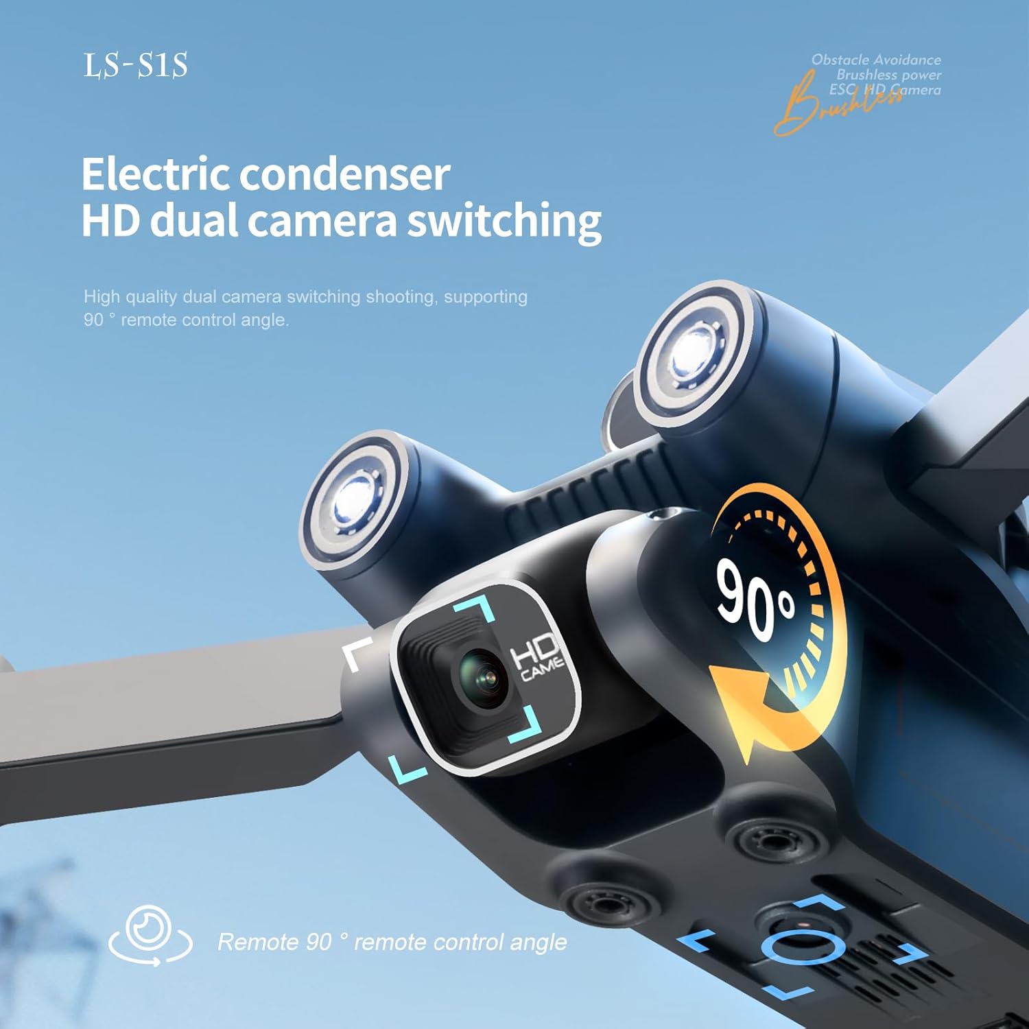 Drone with HD Camera, RC Drone with Brushless Motor Altitude Hold Gesture Selfie, One Key Take Off/Landing, 3D Flip, Aerial Photography Drones 2 Batteries, S1S Foldable Mini Quadcopter for Beginners