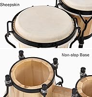 Vista 2 de MUSICUBE Juego de batería Bongo para niños y adultos, de 4 y 5 pulgadas, instrumento de percusión de madera sintonizable hecho a mano con llave
