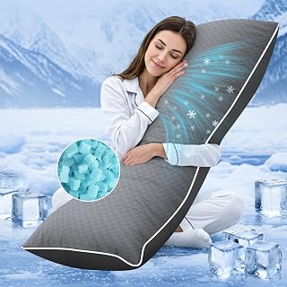 YZHOME Cooling Body Pillow with Shredded Blue Memory Foam - Adjustable Support for Side Sleepers, Pregnancy & Back Pain (20x54", Grey)