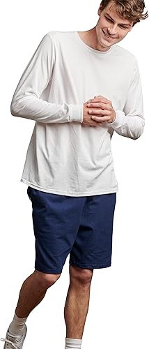 Vista 2 de Russell Athletic Pantalones cortos de algodón de ajuste relajado de 9 pulgadas con bolsillos, cintura elástica ajustable, tallas S-4X